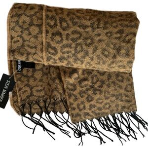 Steve Madden Leopard Print Blanket Scarf Oversized Fringe NWT Cheetah mob wife